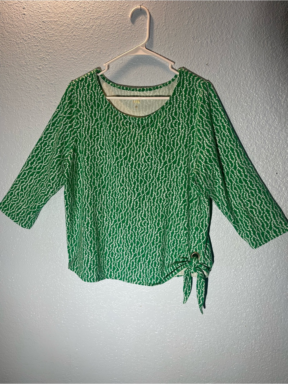 Green Patterned Tie-Detail Women’s Tunic Top